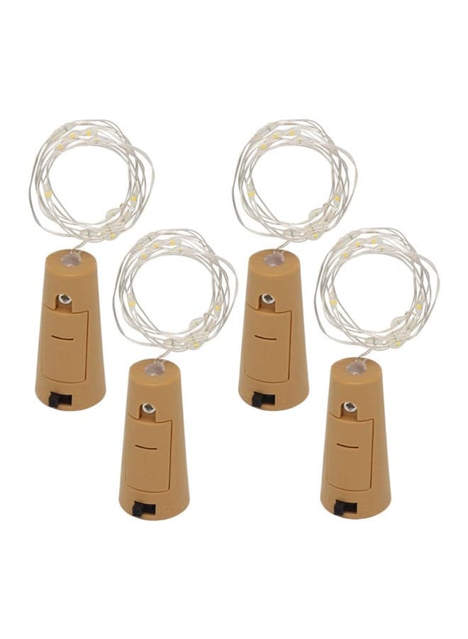 4 Pack Wine Bottle Cork Copper Wire String Light Shaped LED White/Brown 8.8x6.2x3.2cm