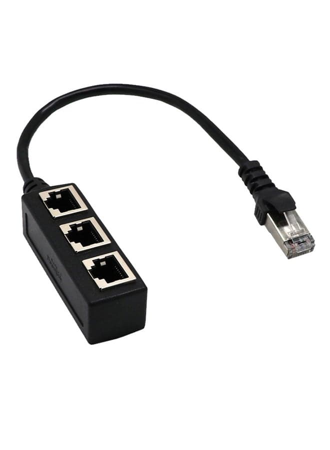 RJ45 1 To 3 Ethernet LAN Network Cable Splitter 3 Way Extender Adapter Connector Black