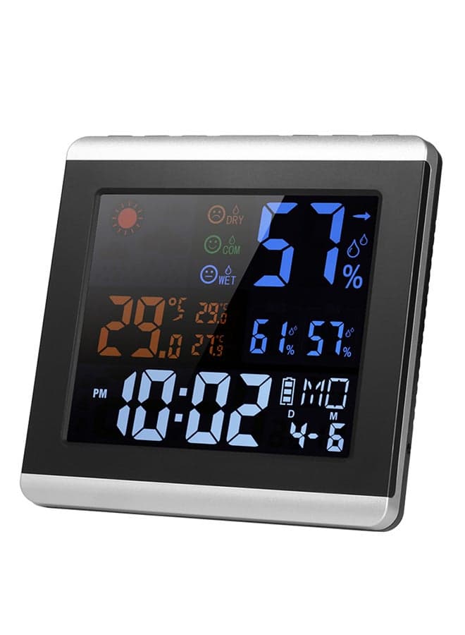 LCD Digital Thermometer Hygrometer Alarm Clock Black