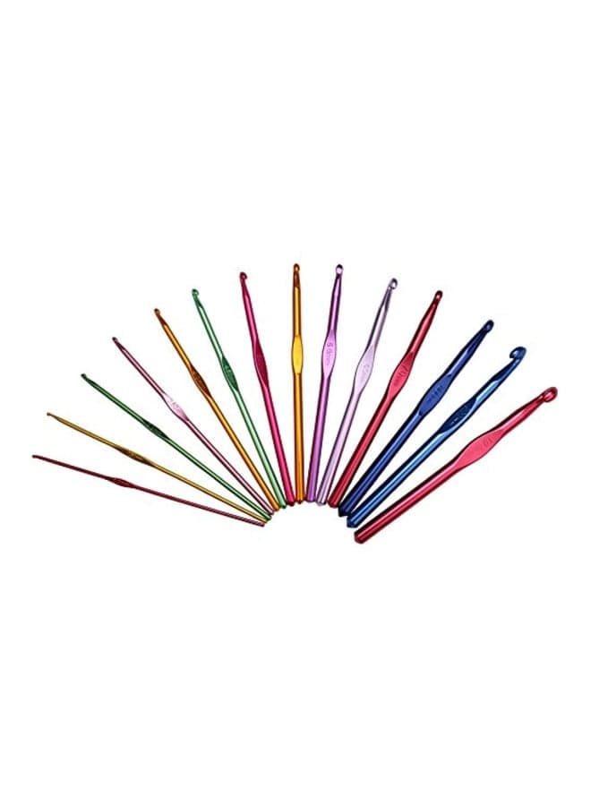 14-Piece Crochet Hooks Knitting Knit Needles Set Blue/Red/Pink