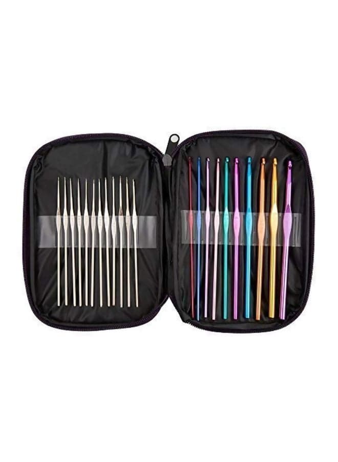 22-Piece Aluminium  Crochet Hook Set Gold/Blue/Purple 7.1x5.1x0.6inch