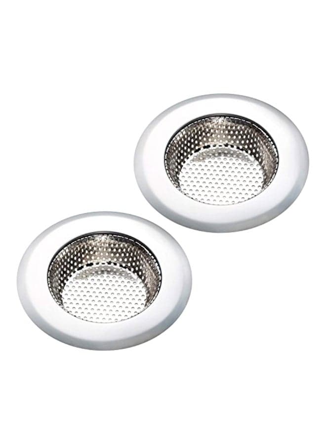2-Piece Kitchen Sink Steel Strainer Silver 4.5x1x4.5inch