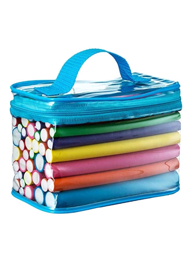 42-Piece Flexible Curling Rods Blue/Pink/Yellow 7inch