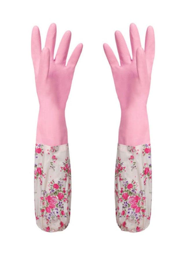 Winter Plus Velvet Latex Gloves Pink 49.5cm