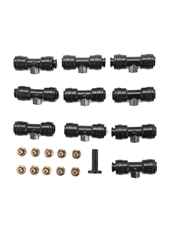 10-Piece Misting Nozzles Kit Patio Cooling System Irrigation Accessories Set Black
