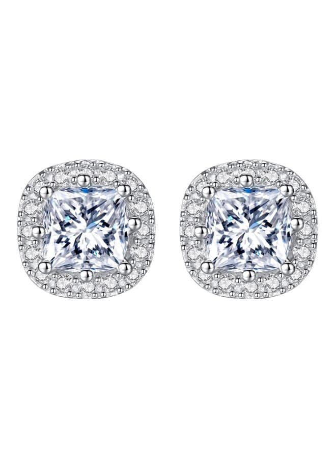 925 Sterling Silver Cubic Zirconia Studded Stud Earrings