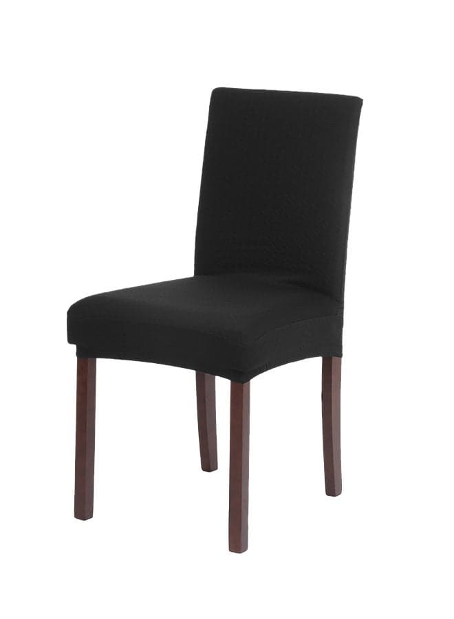 Thick Knit Washable Dining Chair Cover Black 0.228kg