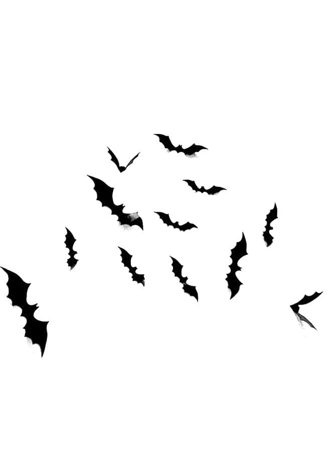 12-Piece PVC 3D Bat DIY Party Halloween Wall Stickers Black 16 x 4centimeter
