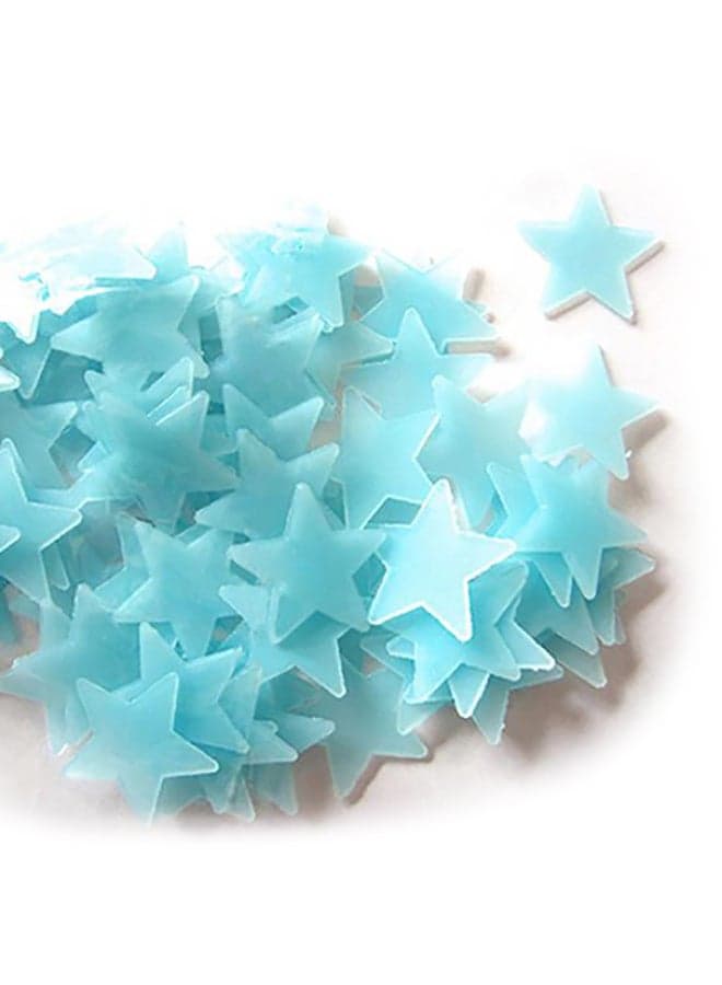 100-Piece Bedroom Fluorescent 3D Glow Luminous Stars Wall Stickers Lake Blue