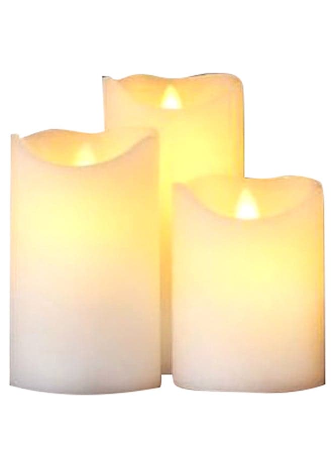 3-Piece Sara Exclusive LED Flameless Candle Set Almond 10.16cm, 12.7cm, 15.24cm