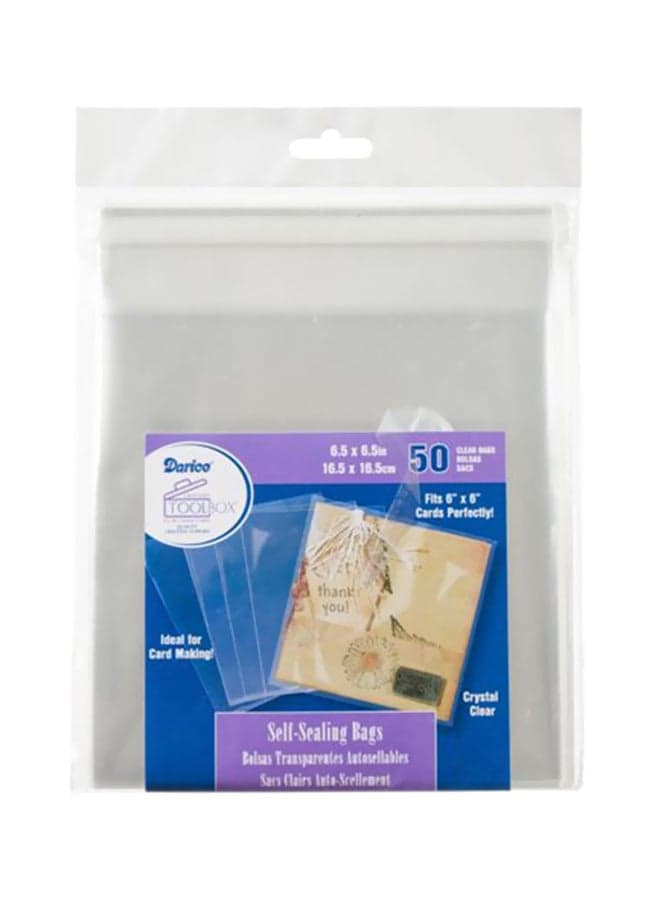 Pack Of 50 Self Sealing Bags Clear 6.5x6.5inch