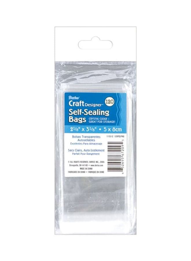 120-Piece Plastic Self Sealing Bags Clear 5x8cm