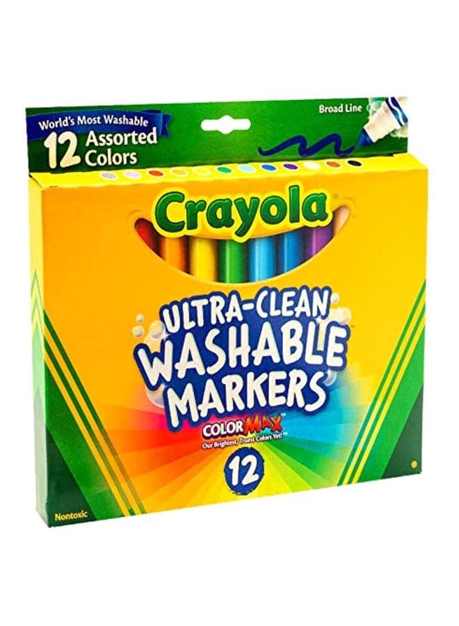12-Piece Ultra-Clean Washable Markers Red/Orange/Yellow