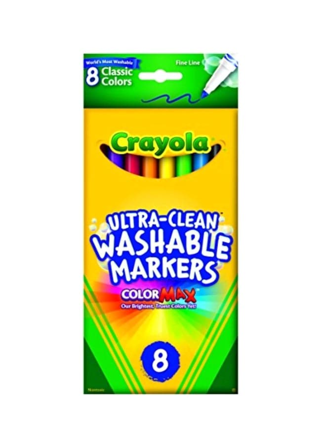8-Piece Ultra-Clean Fine Line Washable Markers Red/Orange/Green