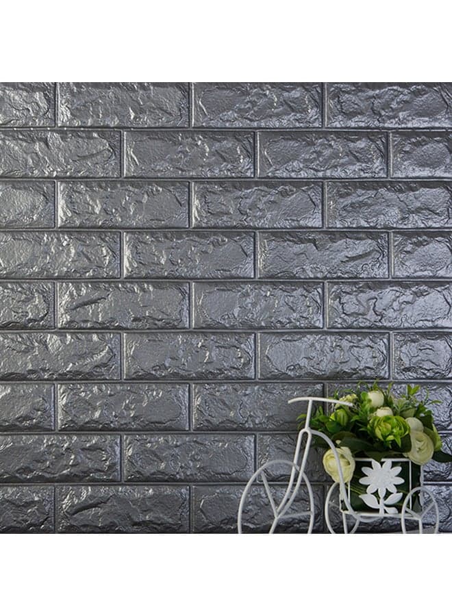 3D Foam Brick Pattern Wall Sticker Grey 60x15centimeter