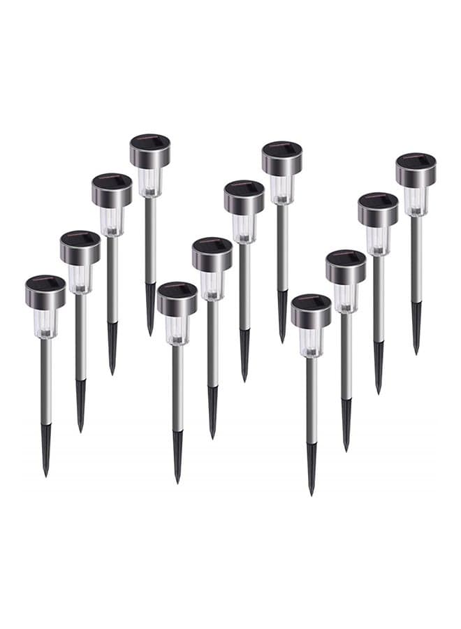 12-Pieces Elegant Designed Weatherproof Energy Saving Solar Path Outdoor Garden LED Light White