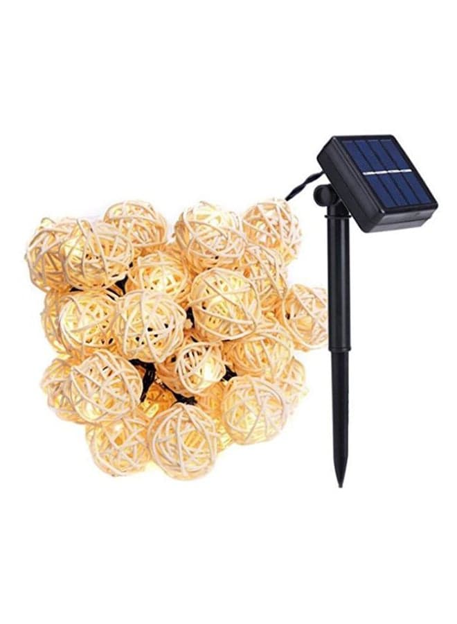 20 LED Rattan Ball String Light For Christmas Yellow/Black 9x10cm Yellow/Black 9x10cm