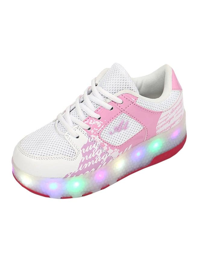 LED Flashing Wheeled Low Top Sneakers Pink/White
