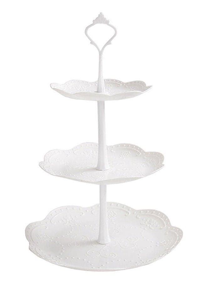3-Tiers Plastic Cake Stand White 12x10inch