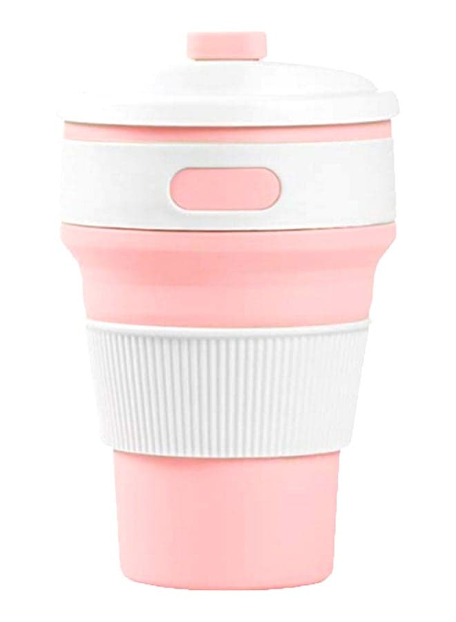 Jipush Hot New Folding Silicone Portable Silicone Telescopic Drinking Collapsible Coffee Cup Pink/White 350ml
