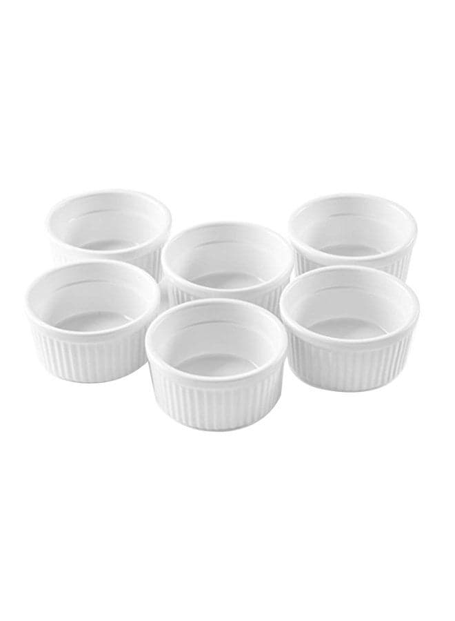 6-Piece Porcelain Ramekins Set White 10 x 4.3 x 2.7inch