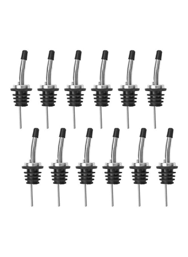 12-Piece Classic Bottle Pourer Black/Silver 7x5x1inch