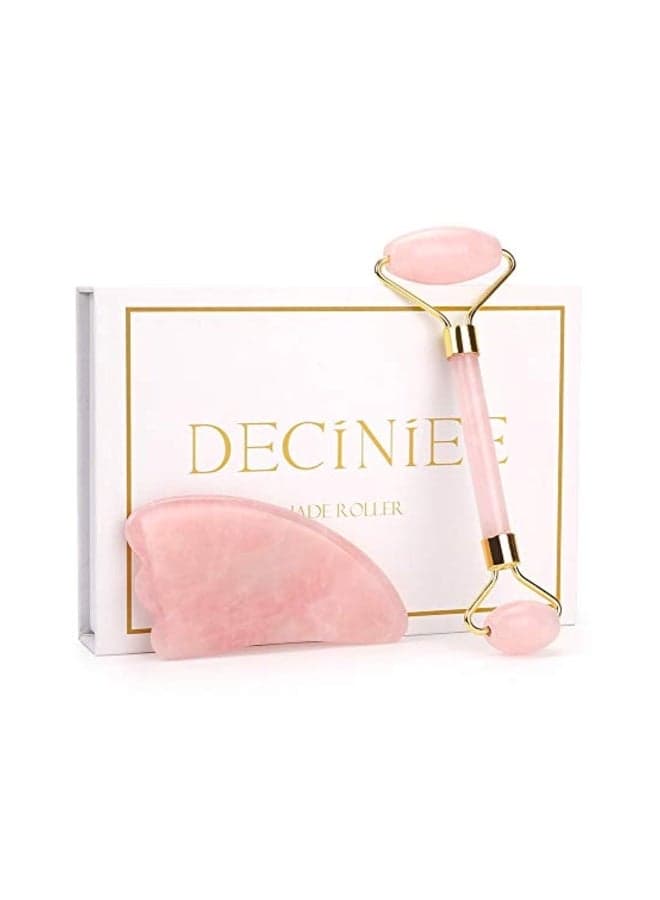 2-In-1 Jade Roller Massager Set Rose Gold