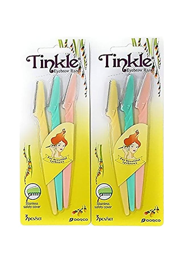 6-Piece Eyebrow Razor Yellow/Pink