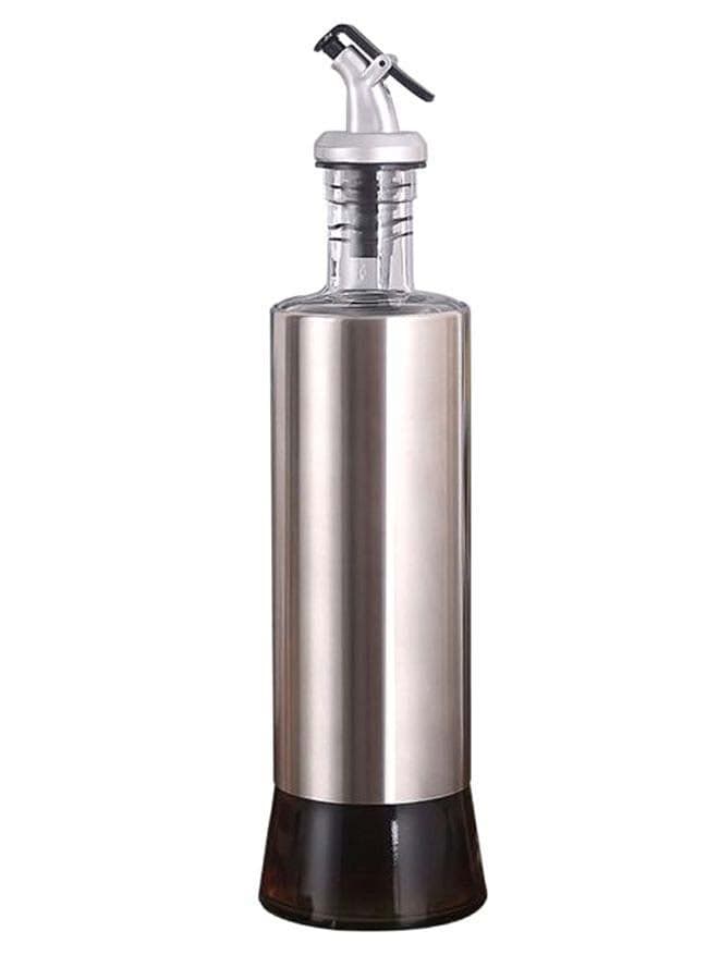 Kitchen BBQ Camping Oil Bottle Dispenser Silver/Brown 500ml