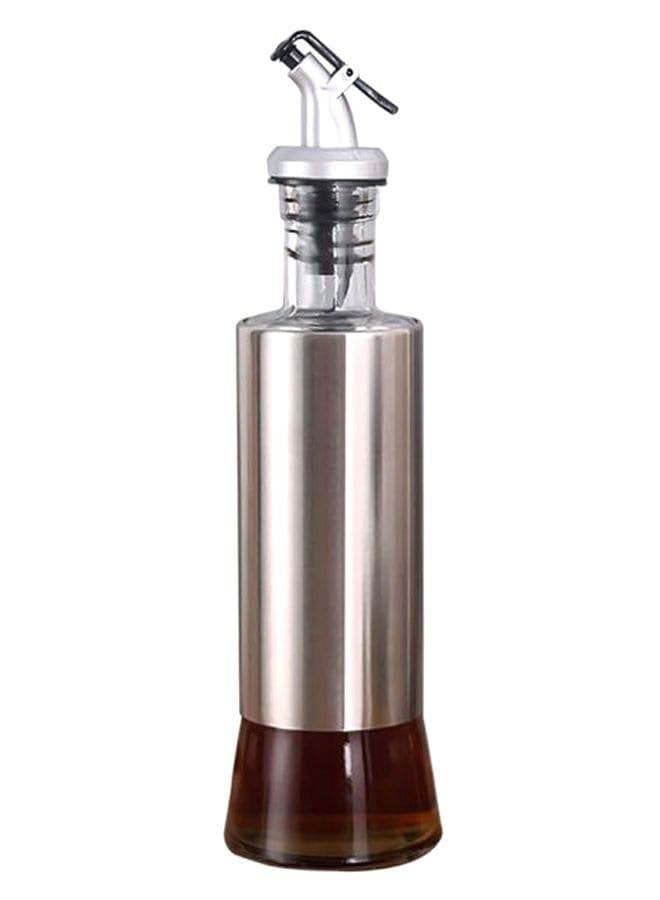 Kitchen BBQ Camping Oil Bottle Dispenser Silver/Brown 350ml