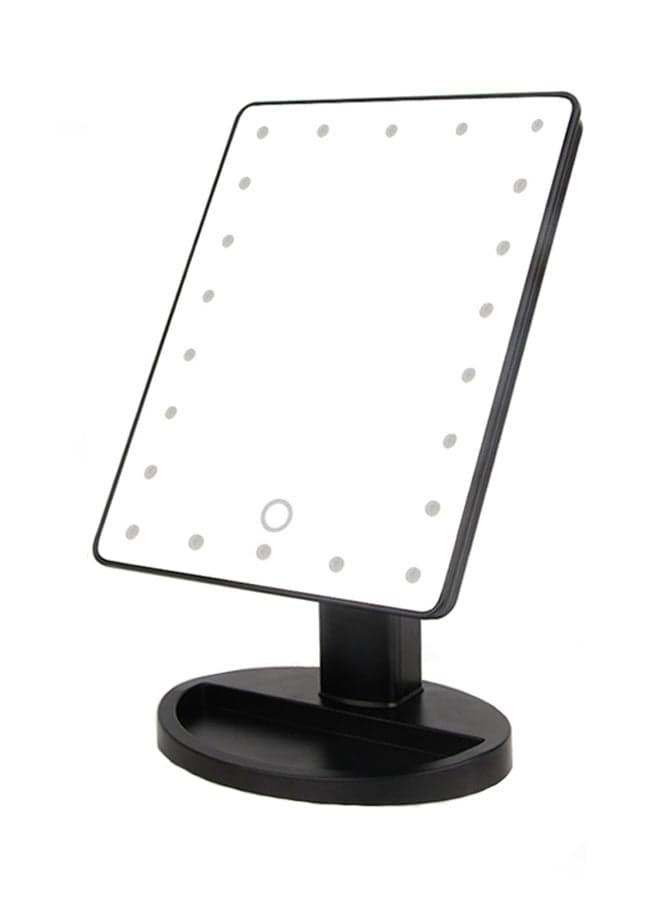 LED Touch Screen 22 Light Makeup Mirror Table Black 18.5 x 25cm