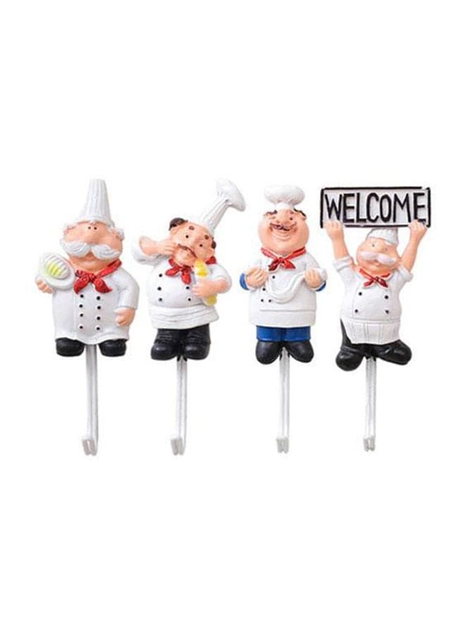 4-Piece Cartoon Shape Hooks For Utensils Multicolour 5cm