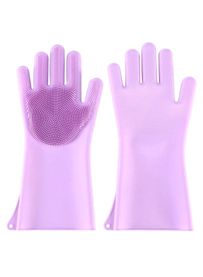 Slip Insulation Dishwashing Brush Glove Purple 33.5 x 15.5cm