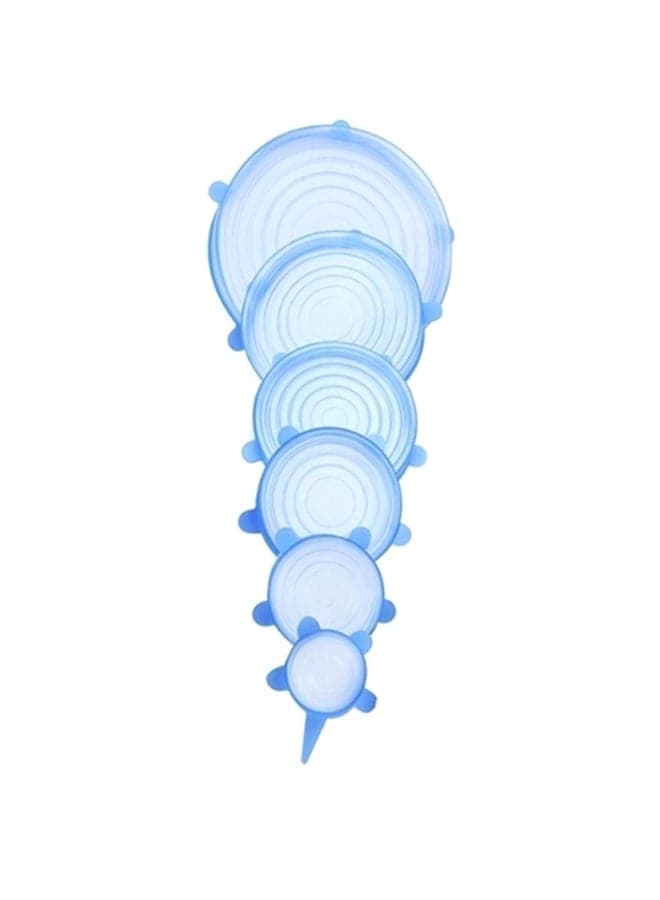 6-Piece Reusable Silicone Stretch Lids Blue 44x82x2cm