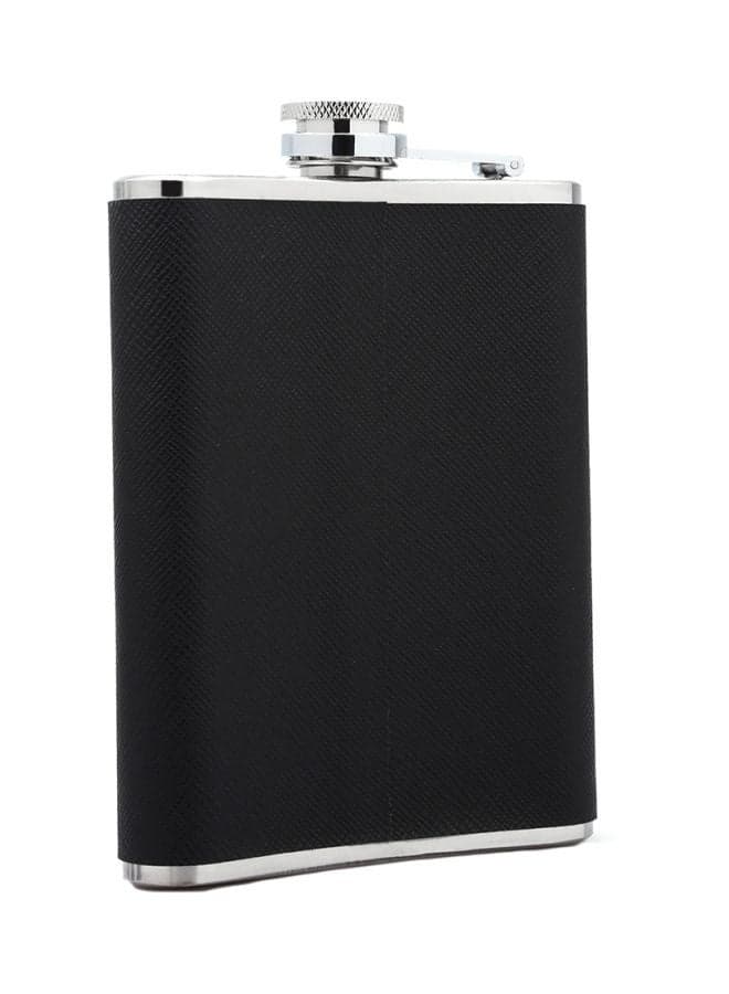 Portable Hip Flask Black/Silver 21x7x7cm