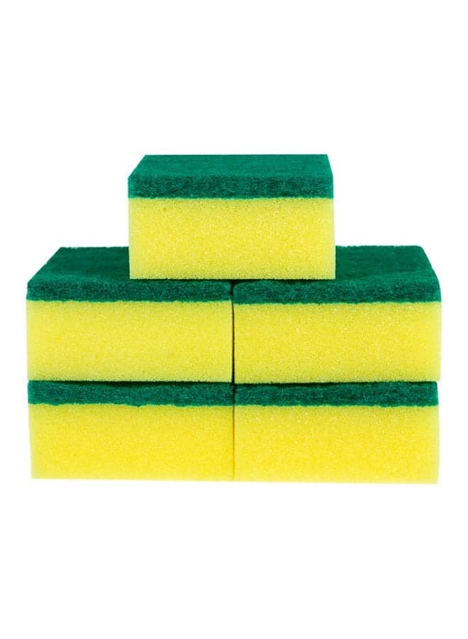 10-Piece Dishwashing Sponge Set Yellow/Green 10x7x3cm