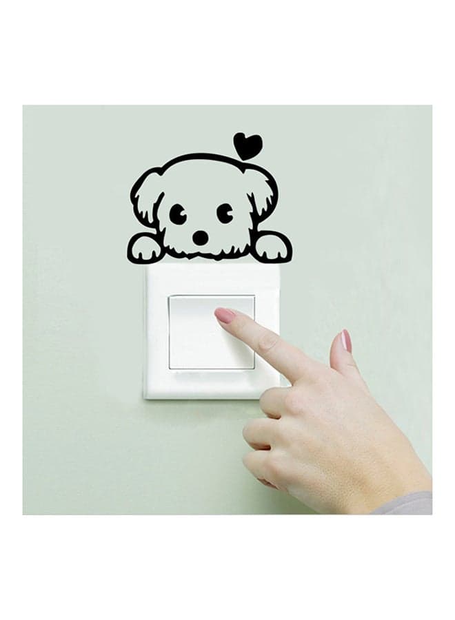 Cartoon Dog Switch Wall Sticker White/Black 10 x 15centimeter