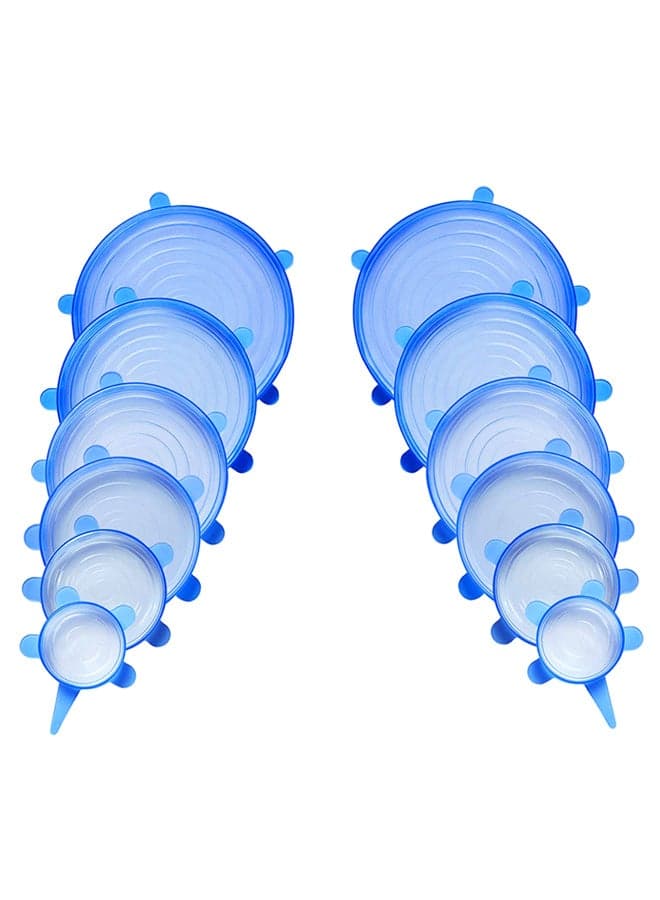 6-Piece Stretch Lids Blue 8inch