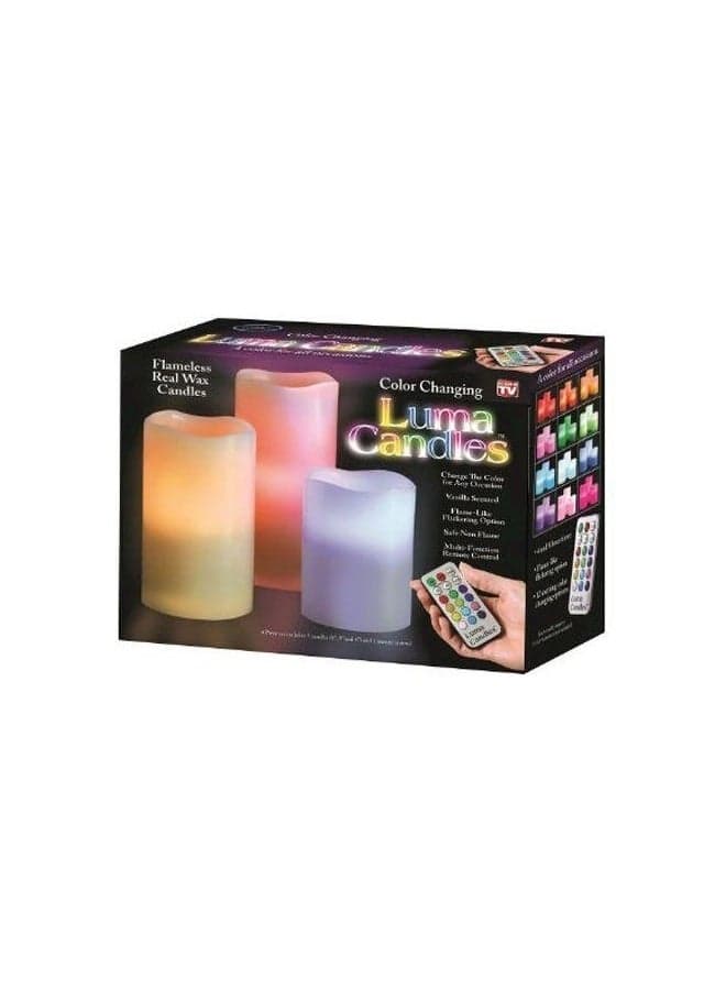 3-Piece Remote Controlled Led Candle Orange/Blue/Purple