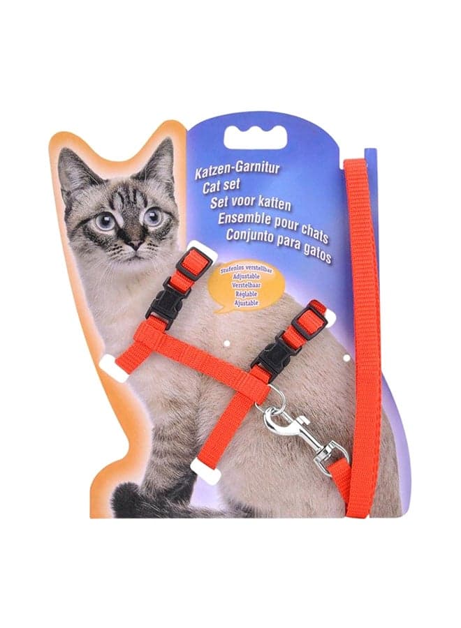 Adjustable Pet Cat Nylon Collar Lead Leash Pet Harness Belt Red 8.66x0.79x6.89inch