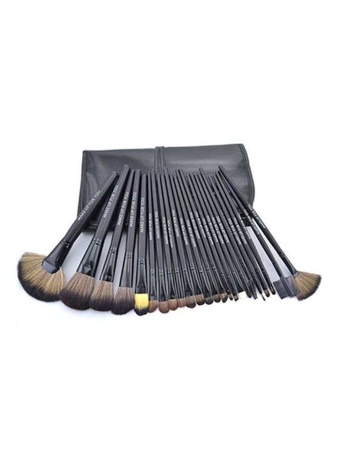 24-Piece Professional Cosmetic Brush Make Up Tool Kit Black