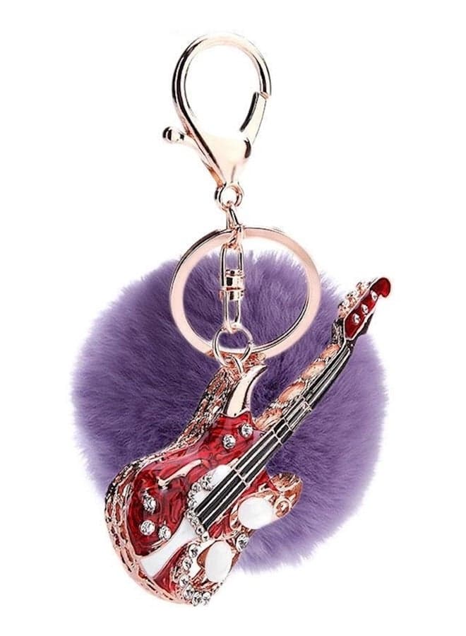 Guitar Bag And Plush Fur Ball Keychain