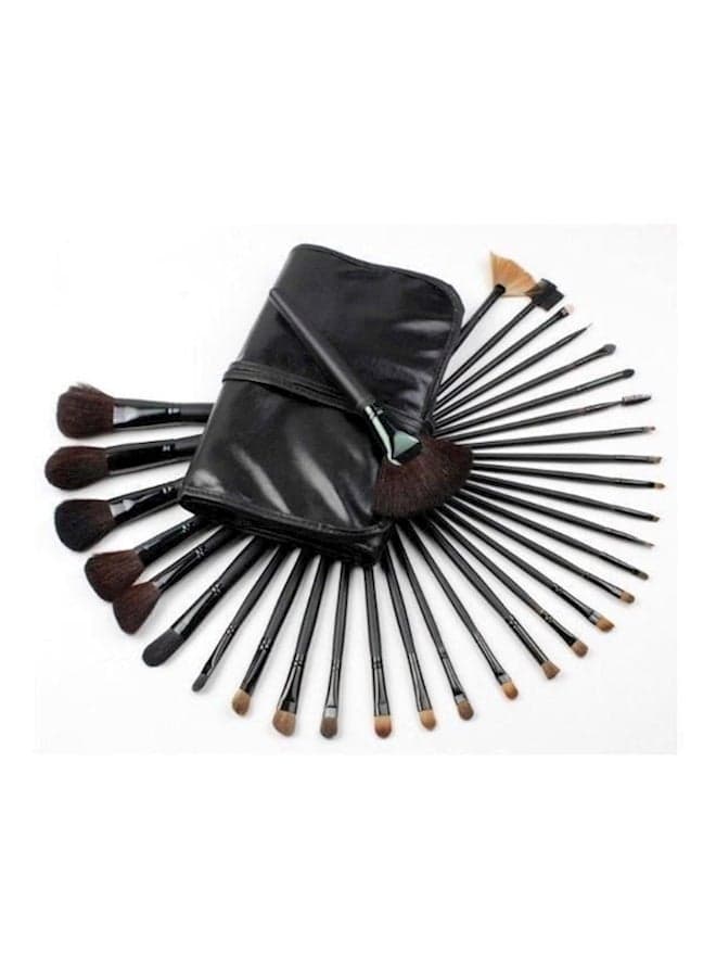 24-Piece Makeup Brush Set With Bag Black