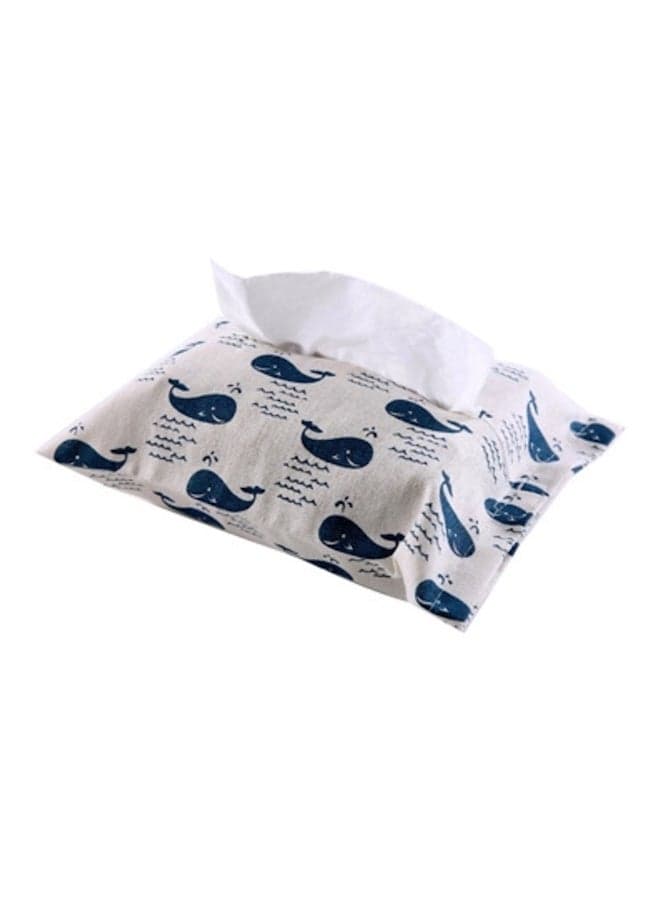 3-Piece Whale Printed Tissue Box Set White/Blue 23x17mm