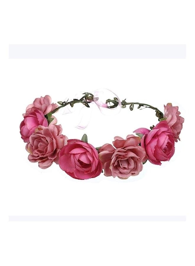 Artificial Flower Beach Headband Pink/Green
