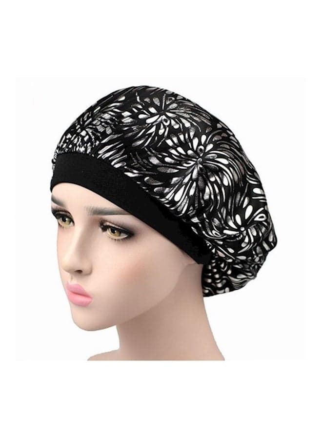 Satin Night Sleep Cap Black/Silver