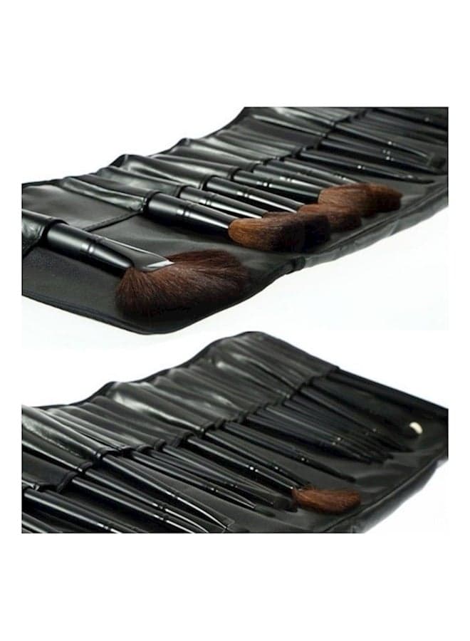 32-Piece Professional Soft Cosmetic Kit Pouch Bag Black