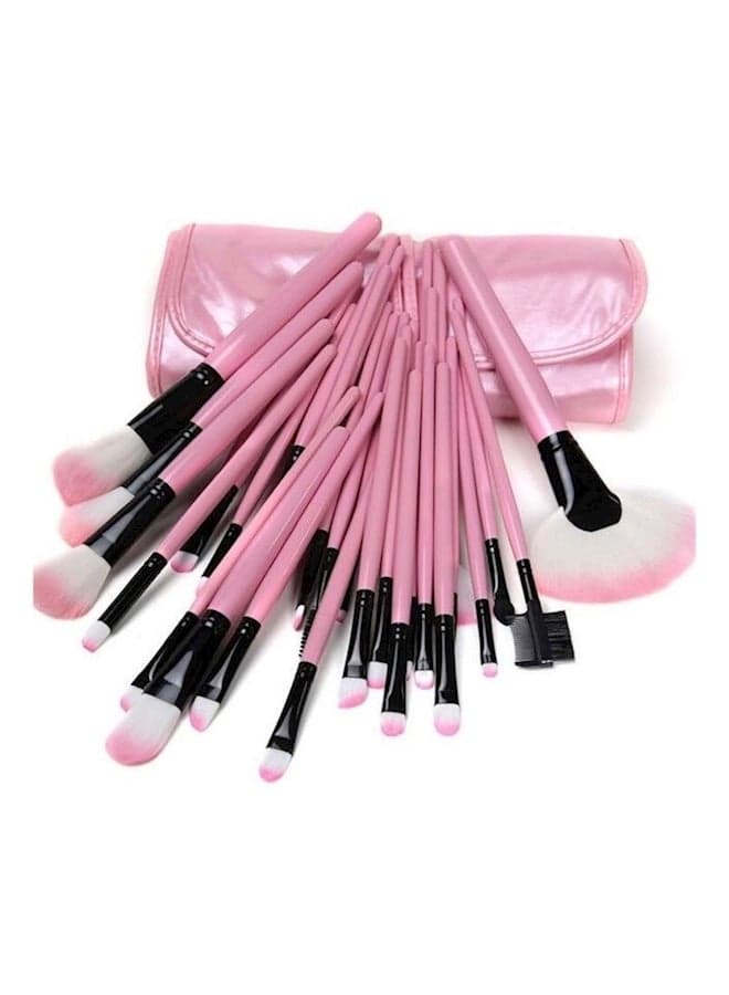 32-Piece Professional Makeup Cosmetic Brush Set Kit With Bag Case Pouch Pink