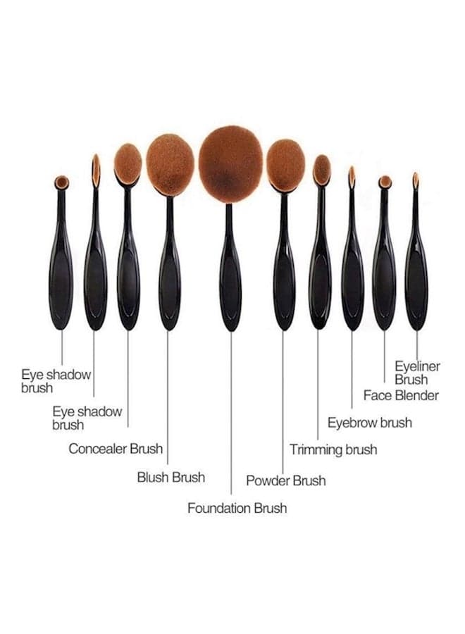 10-Piece Curved Brush Set Black