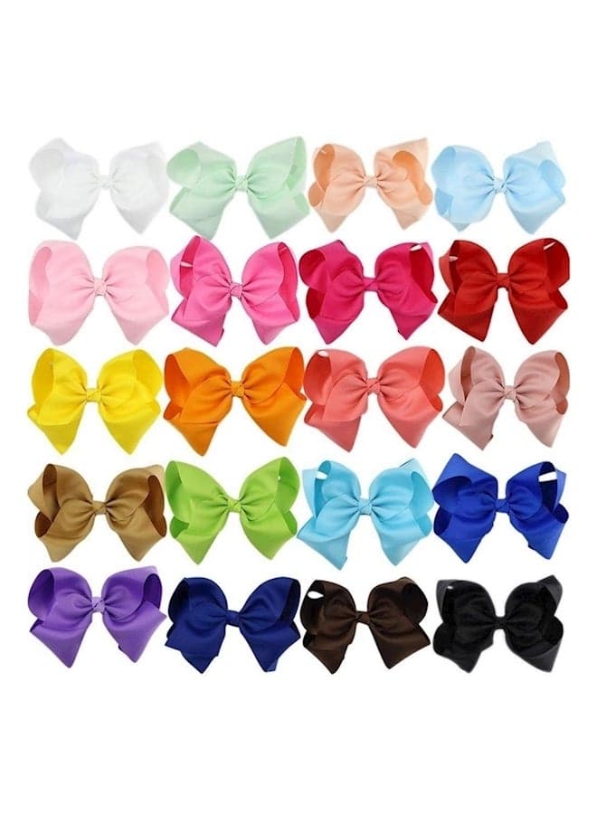 20-Piece Ribbon Hair Bow Red/Blue/Green